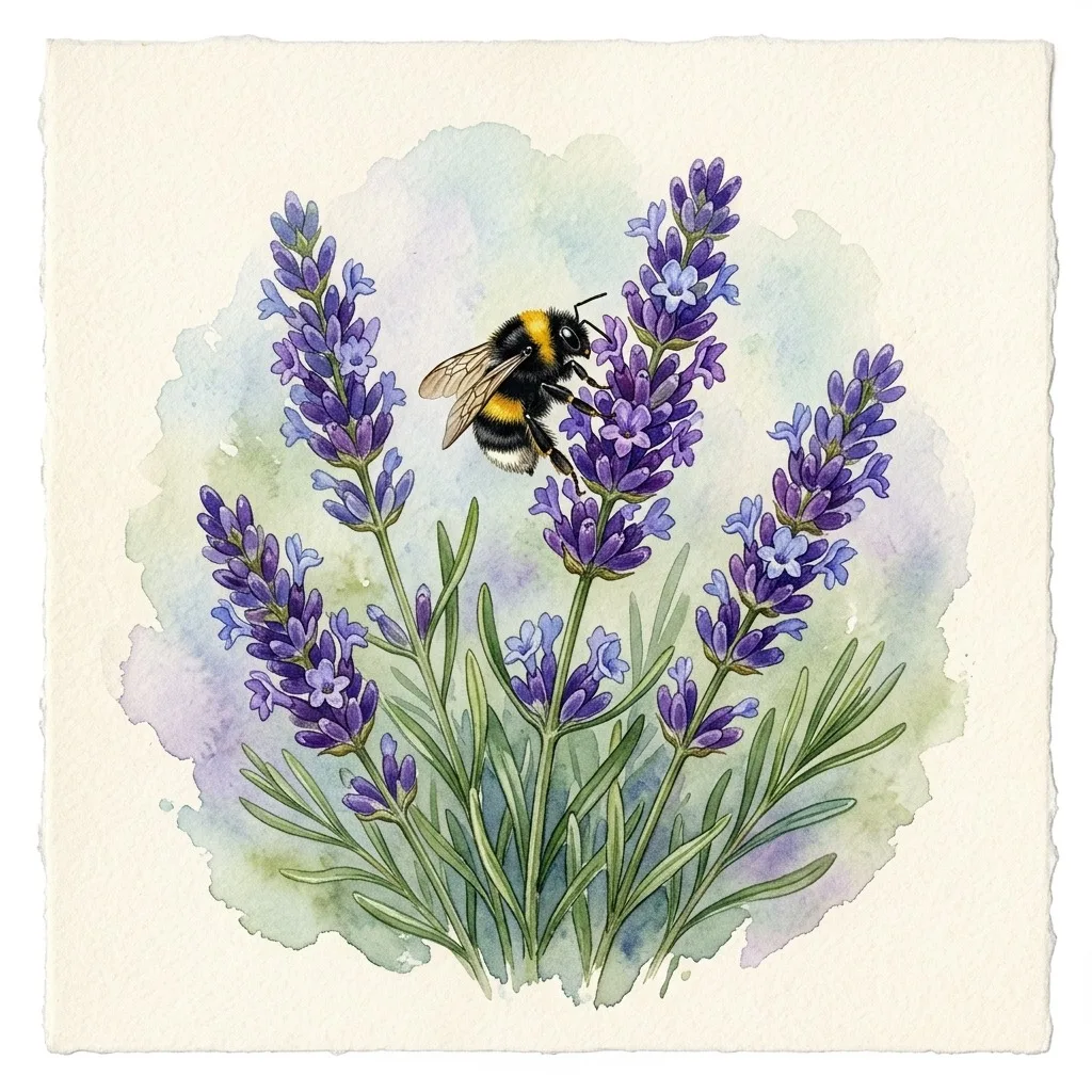 Lavender sprigs with a bumblebee