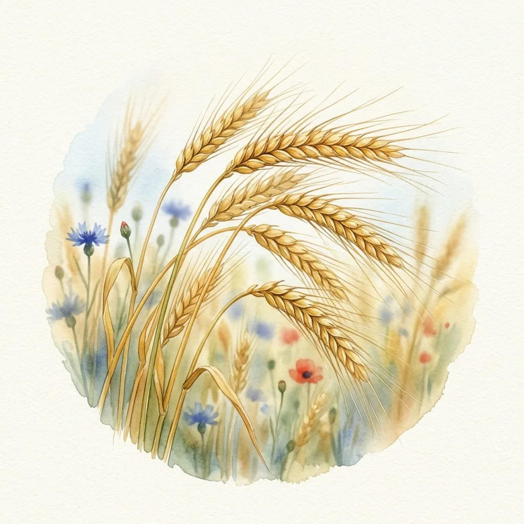 Golden wheat bending in breeze