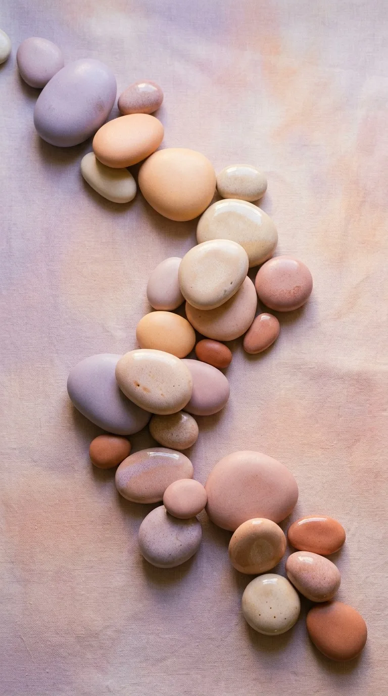 Ceramic pebble sculptures.