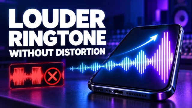 Louder MP3 ringtone without distortion illustrated with a clean waveform