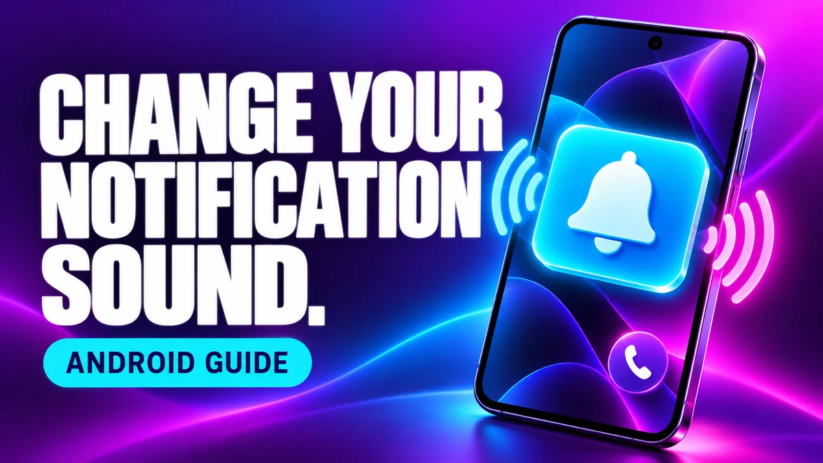 Conceptual Android phone with a cyan notification bell, sound waves and call symbol.