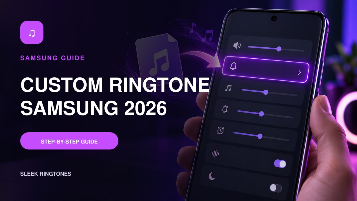 Samsung Galaxy custom ringtone settings guide showing Sounds and vibration and the ringtone picker