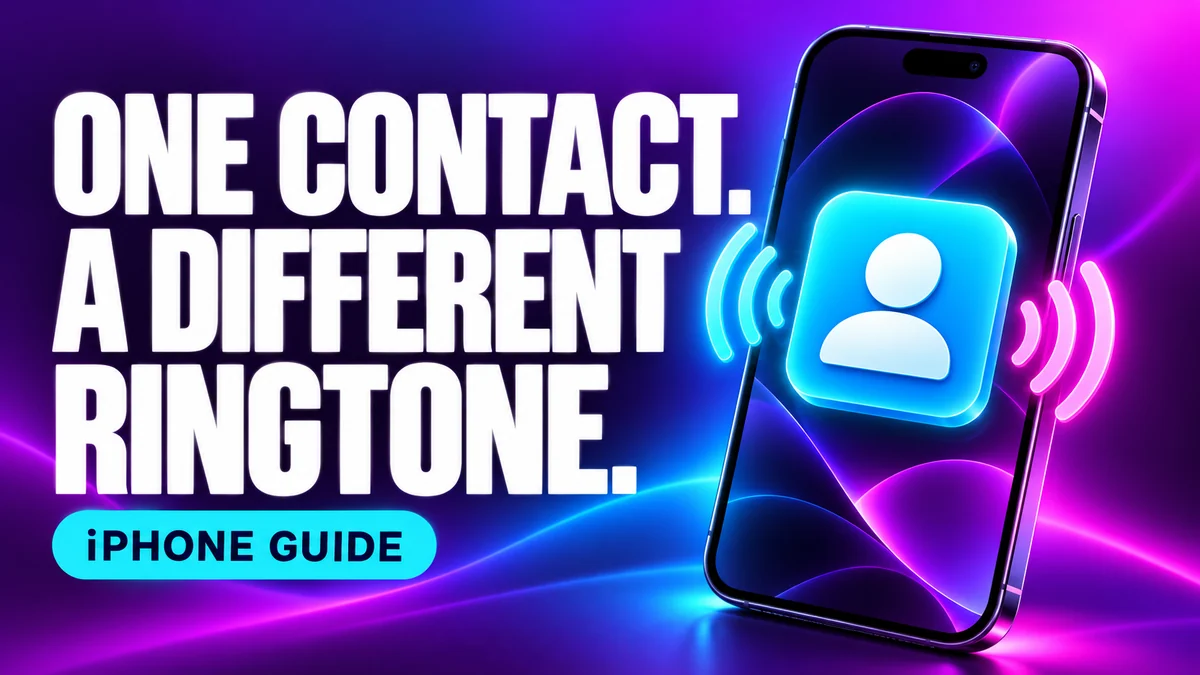 Conceptual iPhone contact avatar with cyan and magenta sound waves.