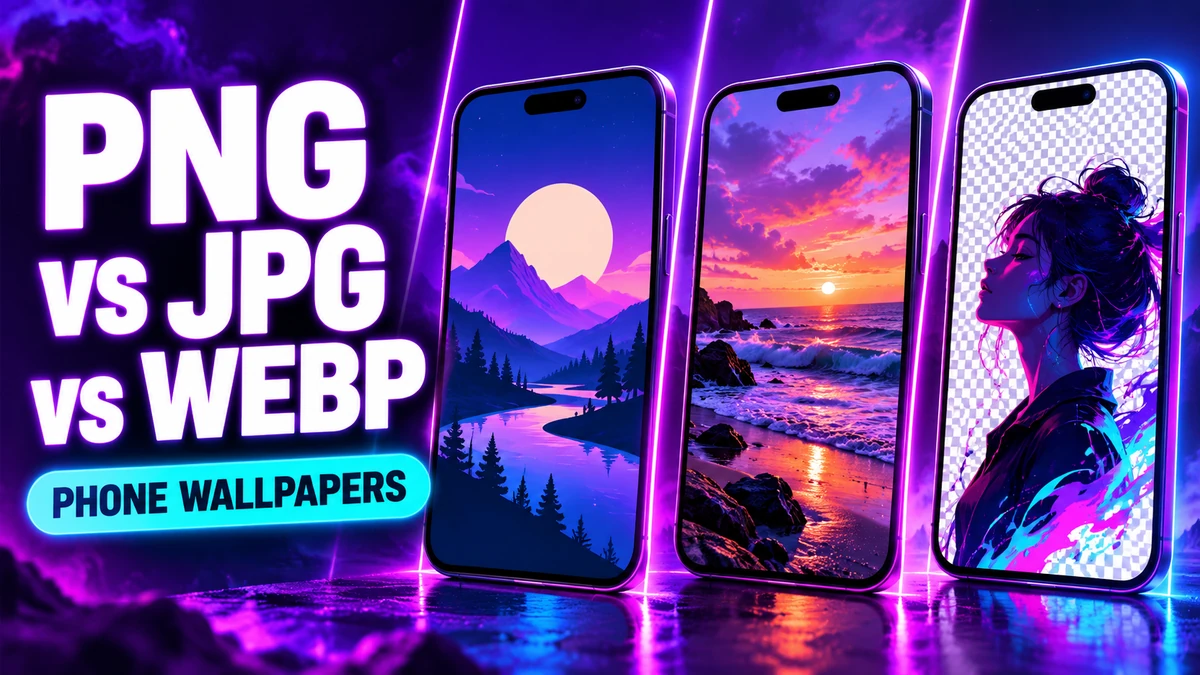 PNG JPG and WebP phone wallpaper format comparison
