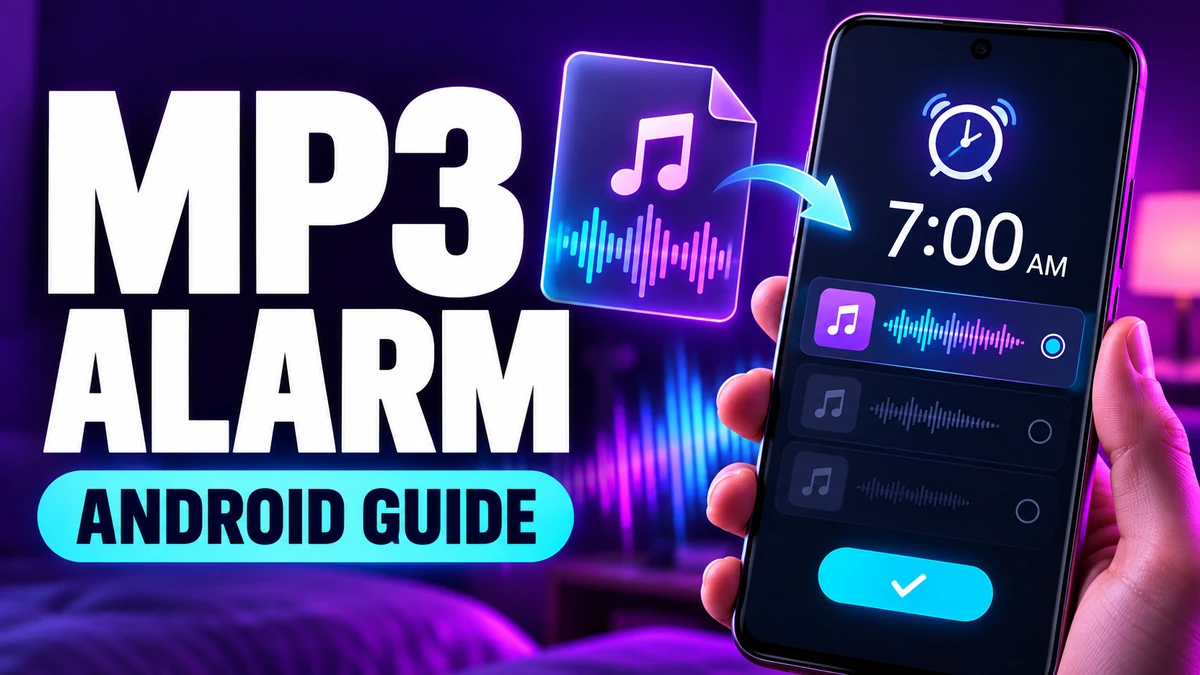 Setting an MP3 alarm sound on Android with a phone clock and audio waveform