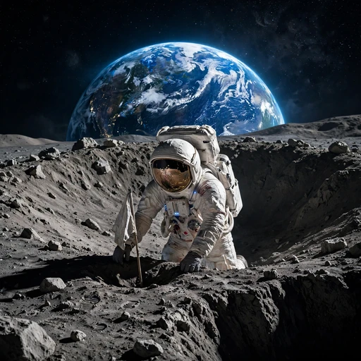 Astronaut Flag on Moon With Earthrise Motivational WhatsApp DP profile picture
