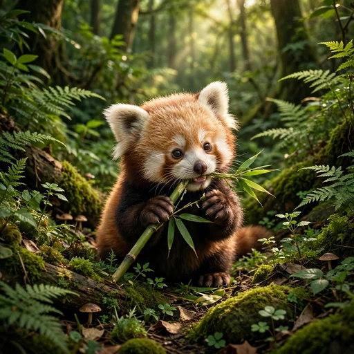 Baby Red Panda with Bamboo, cute animals profile picture