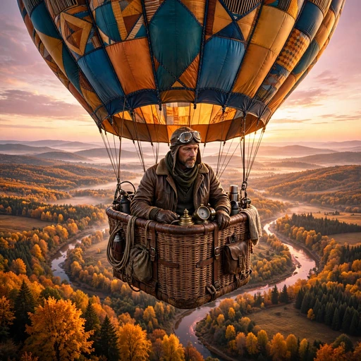 Balloonist Over an Autumn Valley at Dawn motivational WhatsApp DP