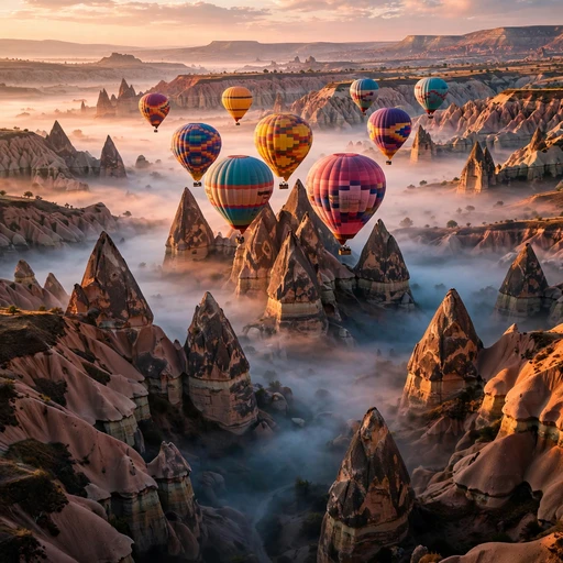 hot air balloons over cappadocia fairy chimneys at dawn motivational dp