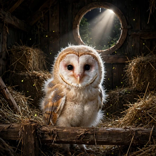 Baby Barn Owl in a Moonlit Hayloft, cute animal DP for WhatsApp profile