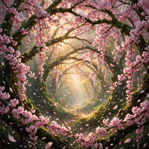 cherry blossom tunnel falling petals DP
