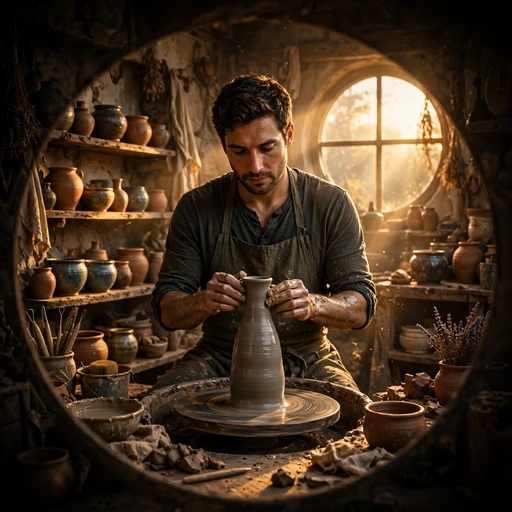 Potter Shaping Clay at Dawn motivational WhatsApp DP