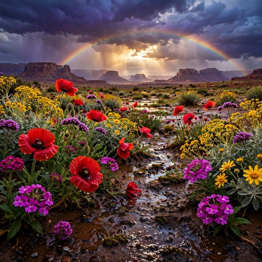desert wildflowers blooming after rain nature dp