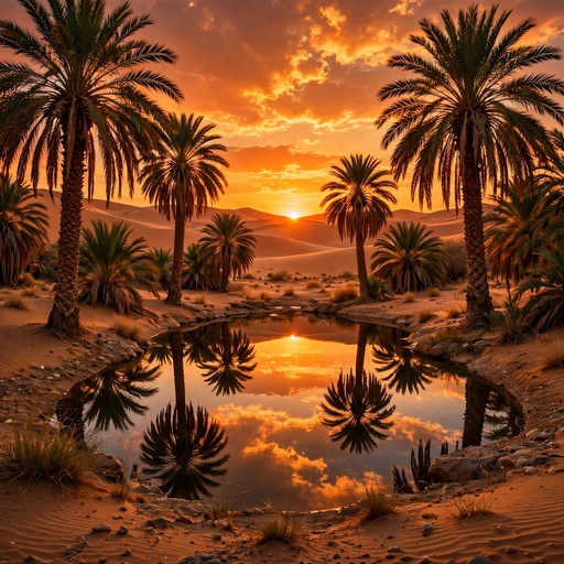 Desert Oasis Palms at Sunset Nature WhatsApp DP profile picture