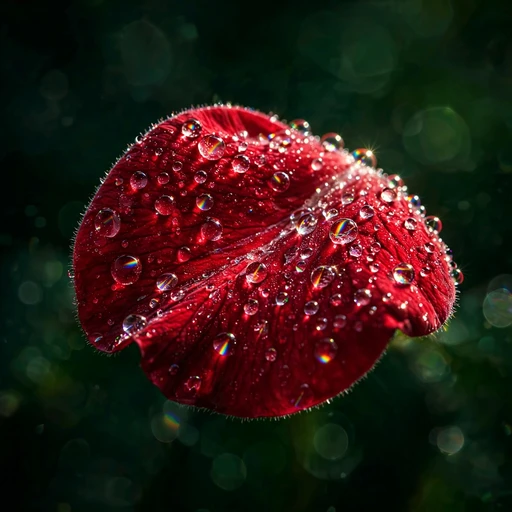 extreme macro of red rose petal with dewdrops nature dp