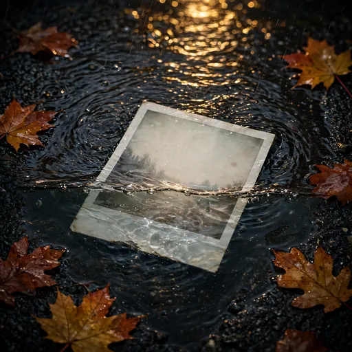Faded Polaroid in a Rain Puddle DP — free sad WhatsApp DP download