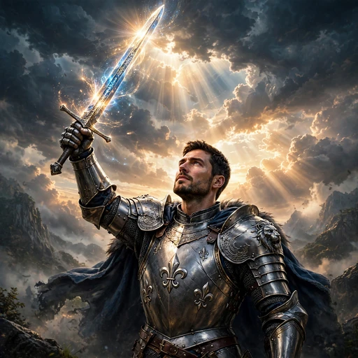 Glowing Knight Sword at Dawn Motivational WhatsApp DP profile picture