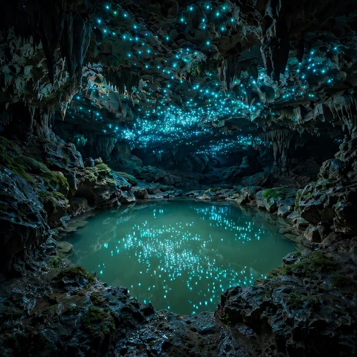 Glowworm Cave With Glowing Blue Pools, nature DP
