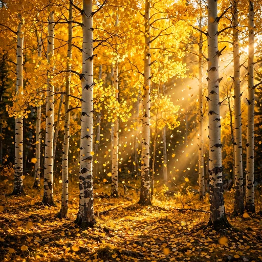 golden aspen trees with glowing autumn leaves nature dp