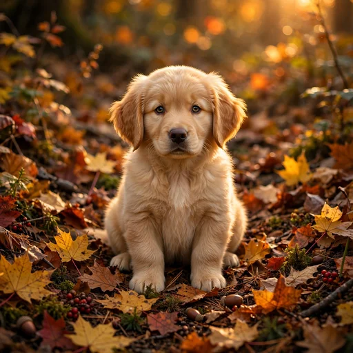 Golden Retriever Puppy Autumn, cute animals profile picture