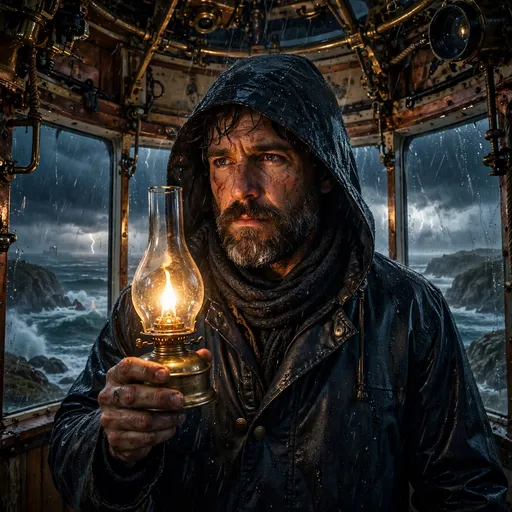 Lighthouse Keeper in the Storm, square motivational WhatsApp DP