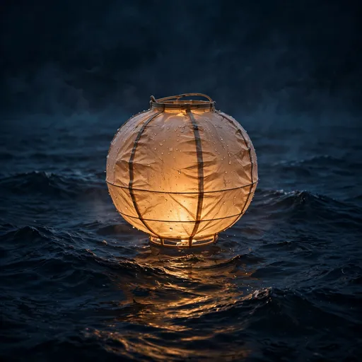 Lone Paper Lantern Drifting at Sea, square sad WhatsApp DP