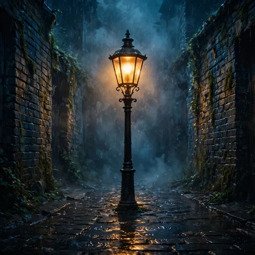 Lone Streetlight in Foggy Alley, square sad WhatsApp DP