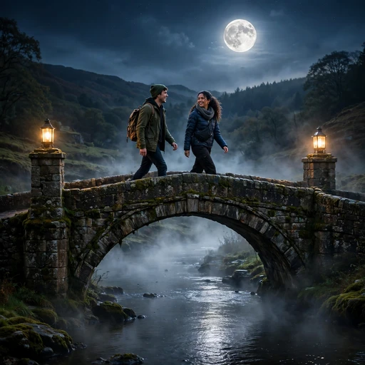 Moonlit Arch Bridge Stroll