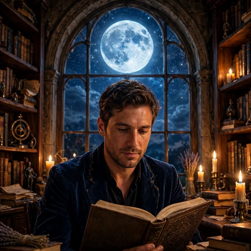man reading book by moonlit window boys dp