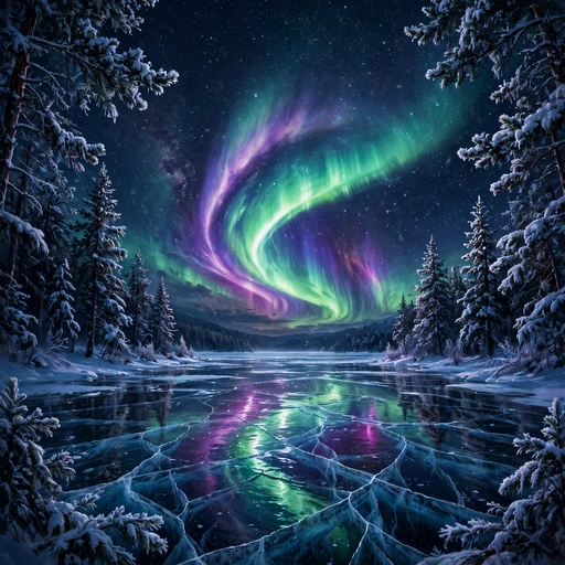 northern lights frozen lake DP