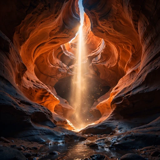 sunbeam piercing through slot canyon sandstone walls nature dp