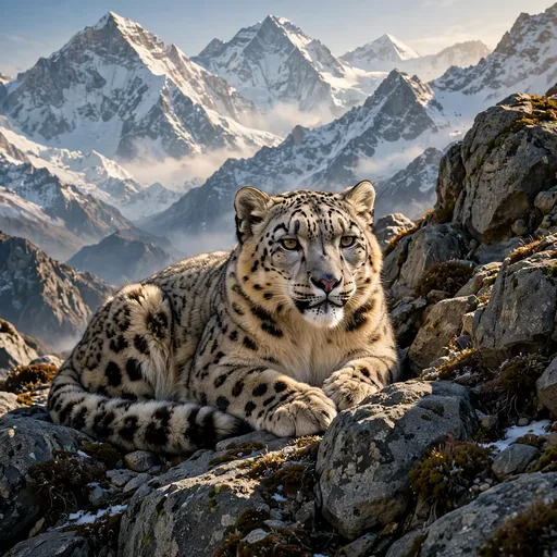 Snow Leopard on Himalayan Crag, square nature WhatsApp DP