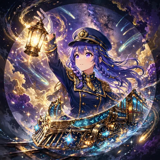 anime girl conductor on celestial train across milky way anime dp