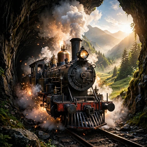 Steam Train Bursting Into Sunrise Motivational WhatsApp DP profile picture