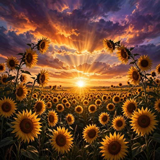 sunflower field dramatic sunset DP