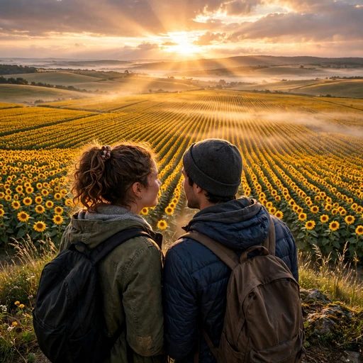 Sunrise Over the Sunflower Valley