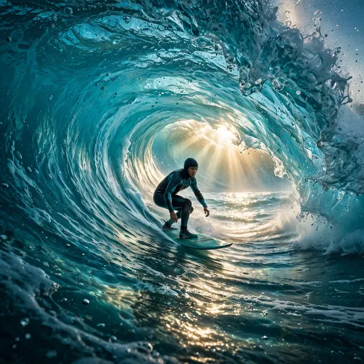Surfer Inside the Barrel, square motivational WhatsApp DP