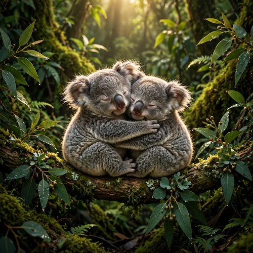 Two baby koalas hugging profile picture — original AI artwork for WhatsApp DP