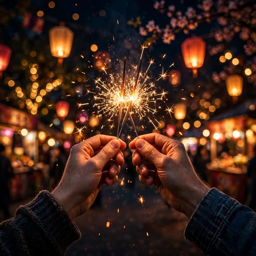 Two hands sparklers profile picture — original AI artwork for WhatsApp DP