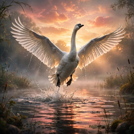 Swan Taking Flight at First Light motivational WhatsApp DP